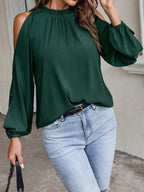 Damen Bluse mit kühlen Schulterdetails und elastischen Ärmeln R&B