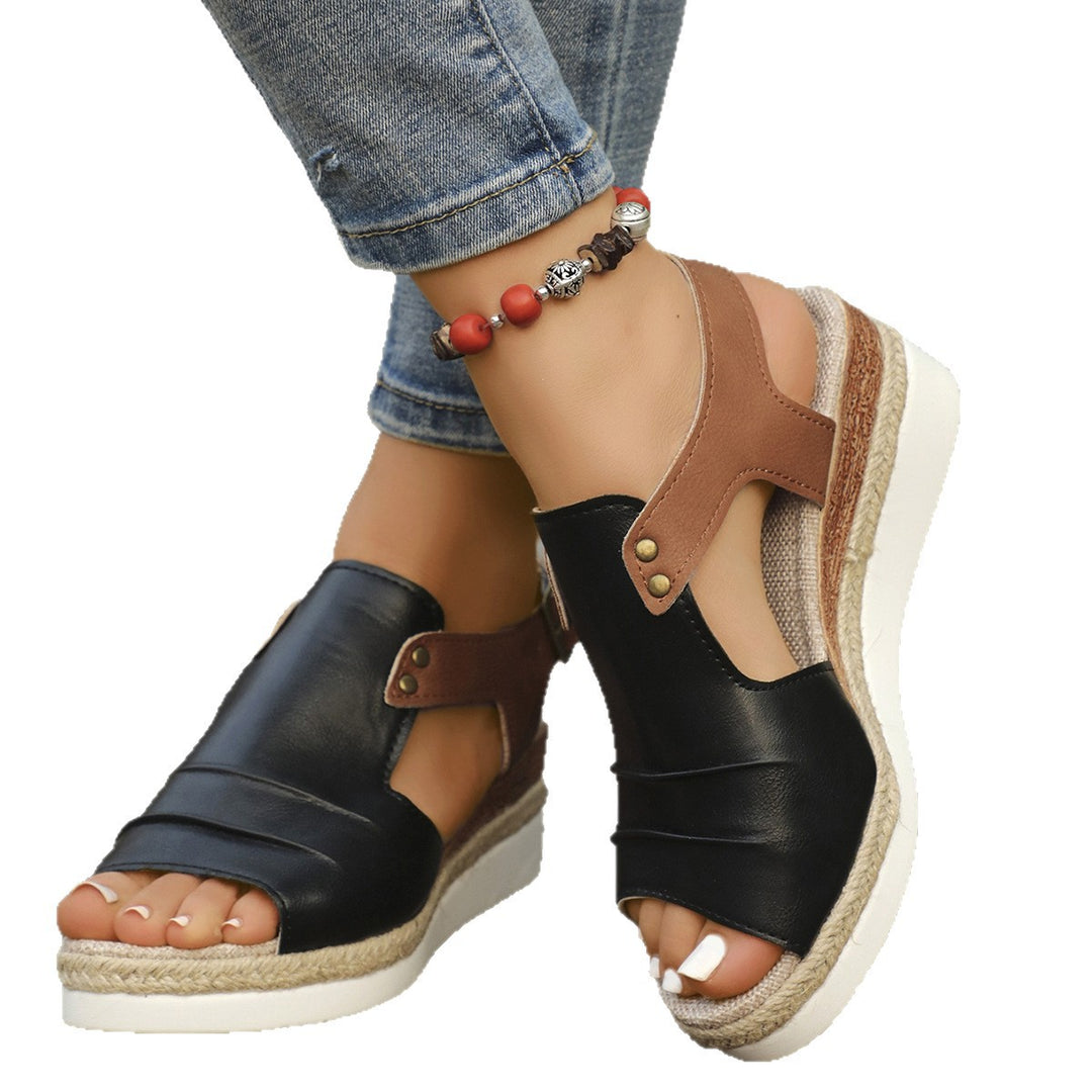 Damen Elegante Wedge-Sandalen mit offenen Zehen und modischen Riemen R&B