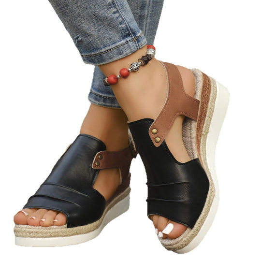 Damen Elegante Wedge-Sandalen mit offenen Zehen und modischen Riemen R&B