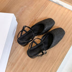 Damen Slingback-Pantoletten mit geflochtenem Obermaterial