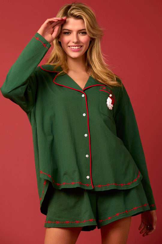 Damen festliches Pyjama-Set mit aufgestickten Details R&B