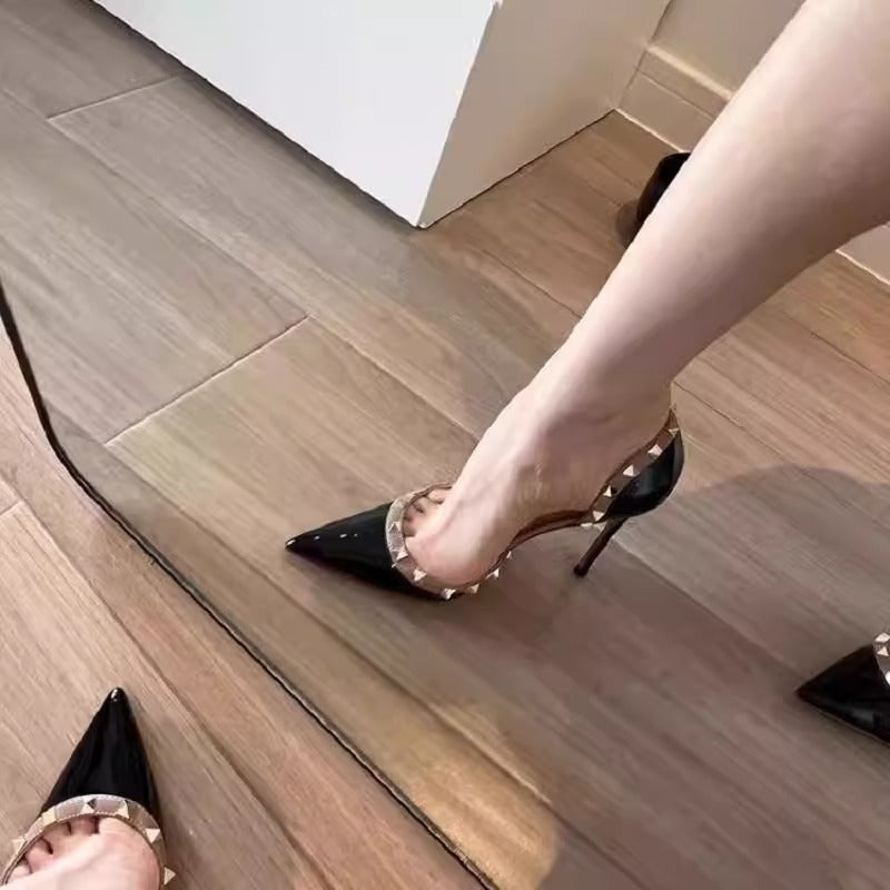 Damen Slingback High Heels mit spitzem vorderem Design und metallic Akzenten R&B