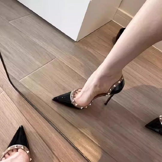 Damen Slingback High Heels mit spitzem vorderem Design und metallic Akzenten R&B