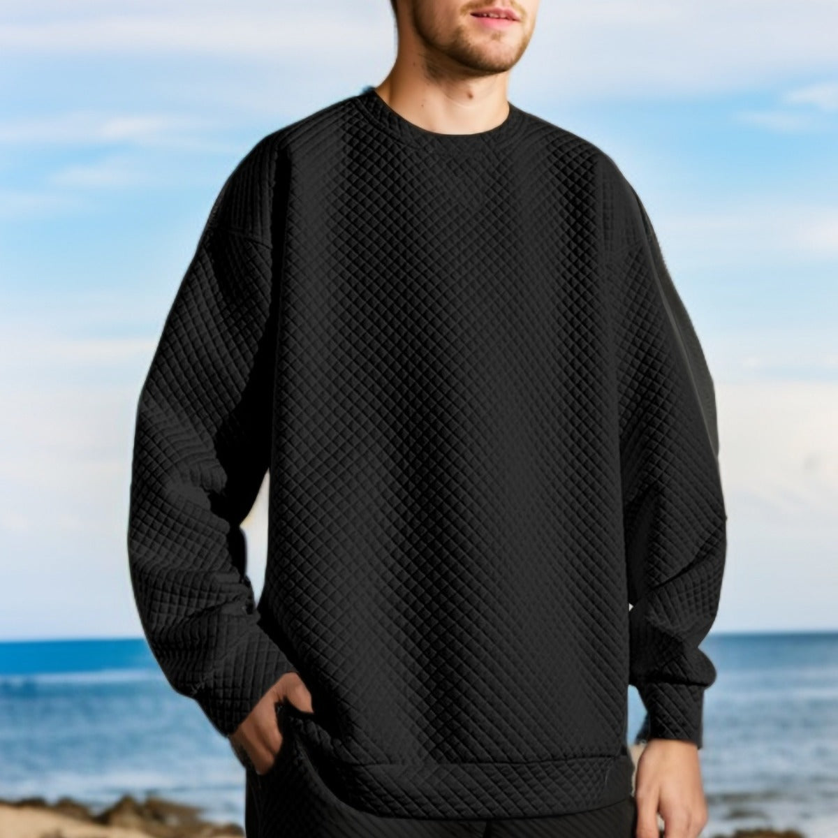 Herren Oversized Sweatshirt mit strukturiertem Design und praktischen Seitentaschen R&B