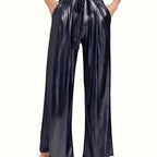 Damen elegante Plisseehose mit hochglänzendem Finish R&B