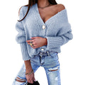 Damen Kuscheliger Cardigan mit tiefem V-Ausschnitt und dekorativen Knöpfen R&B