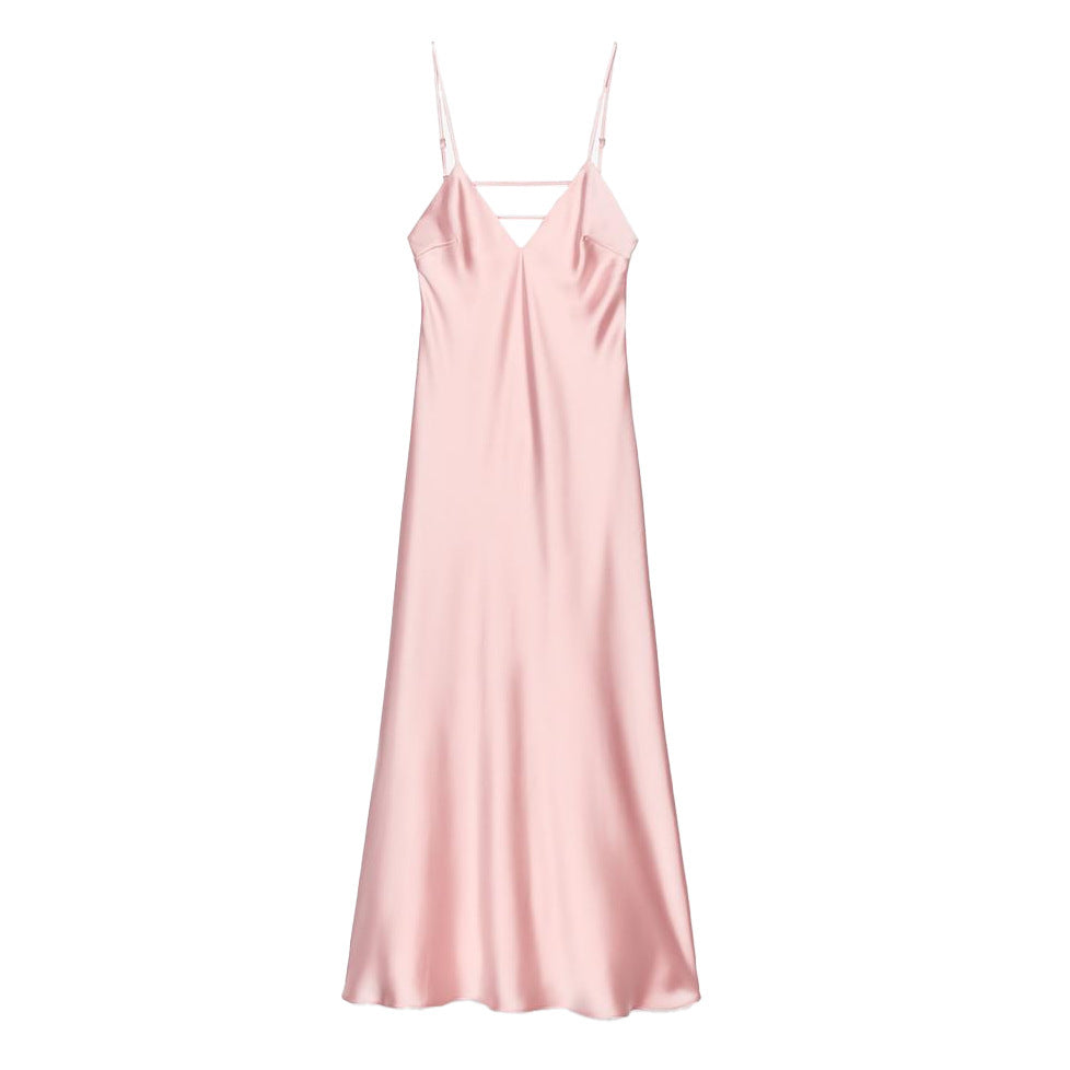 Damen Sommerliches Spaghettiträgerkleid mit schmeichelndem Schnitt und fließendem Stoff R&B