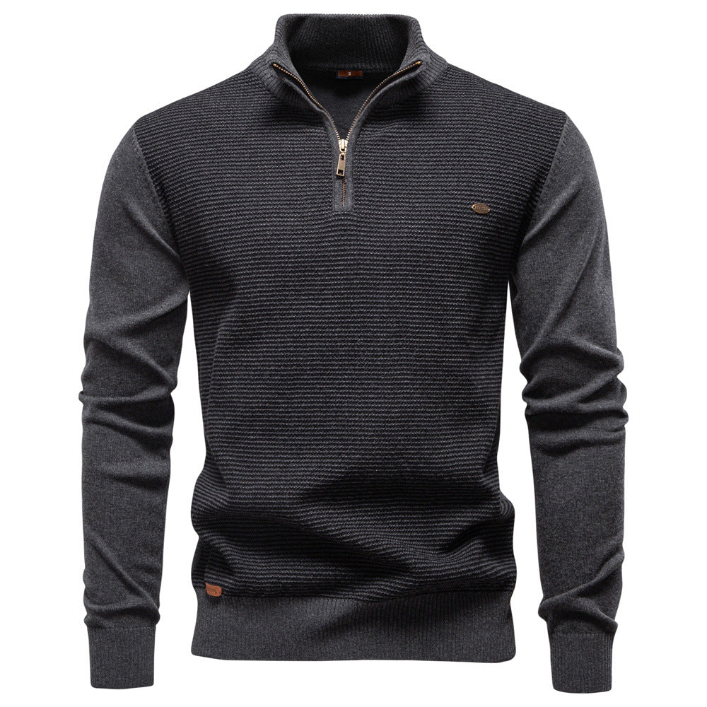 Herren Stehkragenpullover mit strukturiertem Muster R&B
