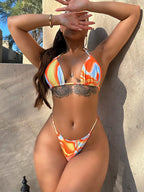 Damen Triangel-Bikini-Set mit schickem Wickeltuch