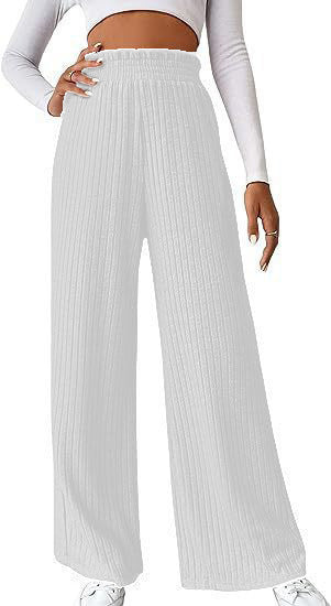 Damen weite Plisseehose mit hohem Bund und elastischem Taillenband R&B