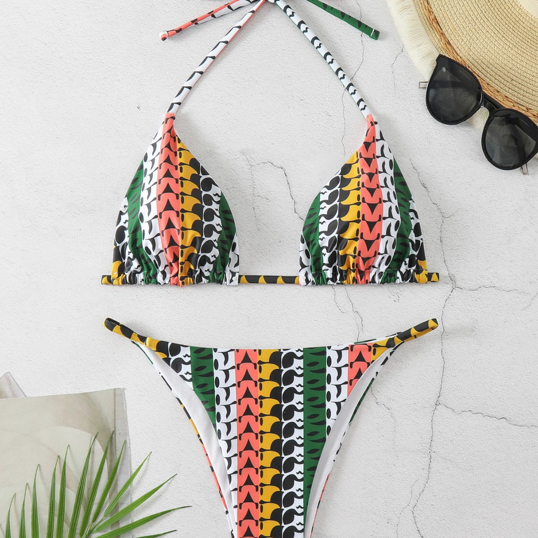 Damen Triangel-Bikini mit modischem Muster R&B