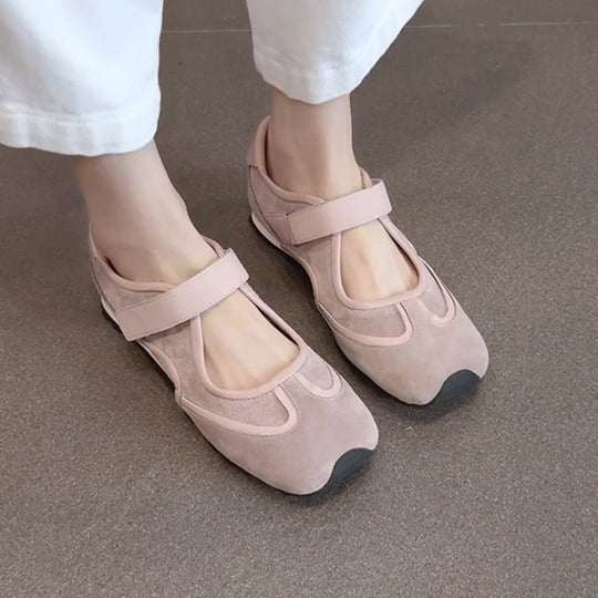 Damen Halbschuhe mit dekorativem Riemen und ergonomischer Sohle R&B