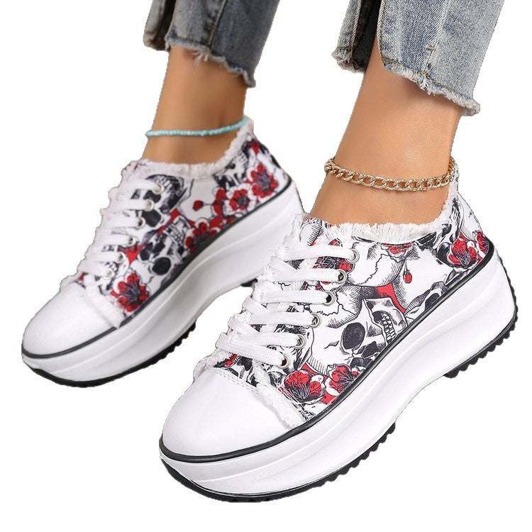 Damen Plattform-Sneaker mit floralem Design und hoher Sohle R&B