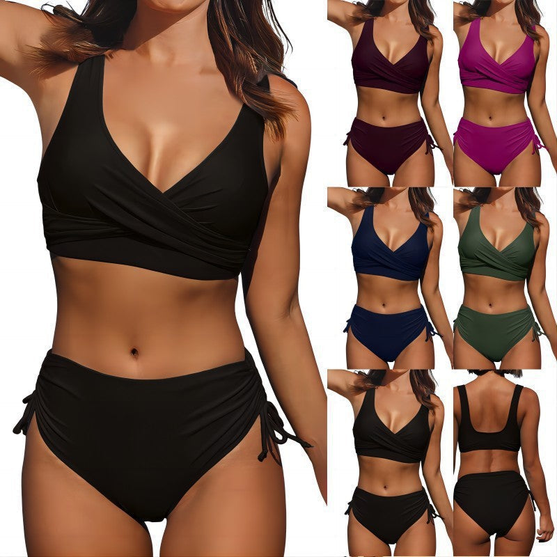 Damen Hoch taillierter Bikini mit Wickeloberteil R&B