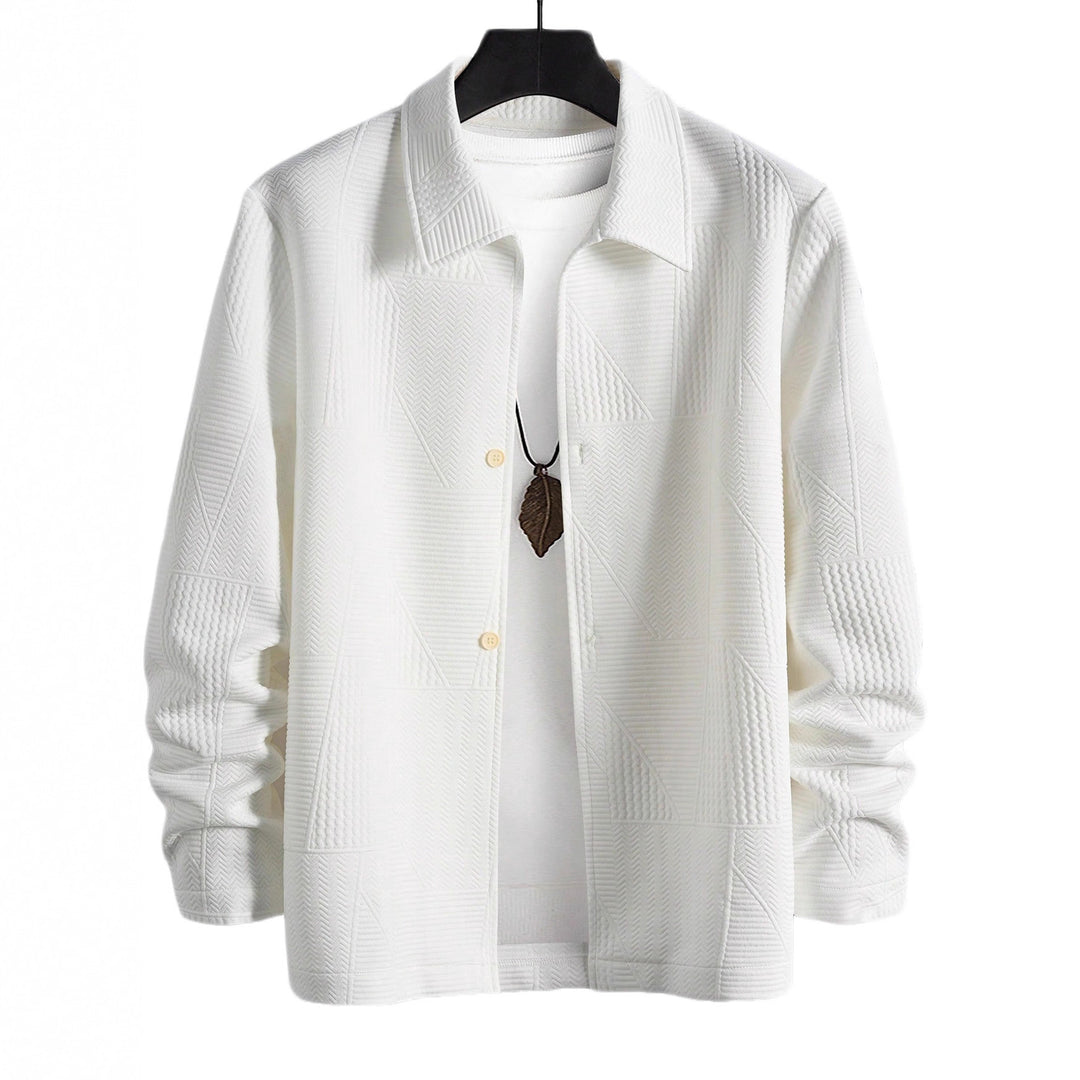 Herren nan strukturierte Shirtjacke im Patchwork-Relief mit Hemdkragen R&B