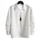 Herren nan strukturierte Shirtjacke im Patchwork-Relief mit Hemdkragen R&B
