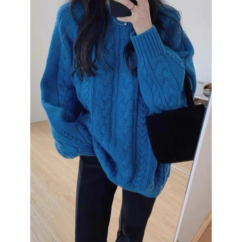 Damen Grobstrickpullover im lässigen Oversized-Stil mit Zopfmuster R&B