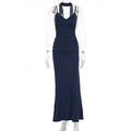 Damen Maxikleid mit figurbetontem Schnitt und elegantem Stehkragen R&B