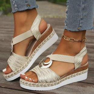 Damen Wedge-Sandalen mit modischem Riemen-Design und hochwertiger Sohle R&B