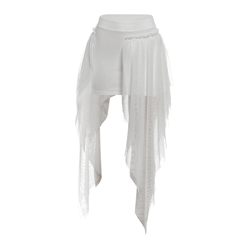 Damen Maxi-Skirt mit fließendem Chiffon und asymmetrischem Schnitt R&B