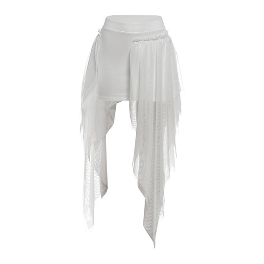 Damen Maxi-Skirt mit fließendem Chiffon und asymmetrischem Schnitt R&B
