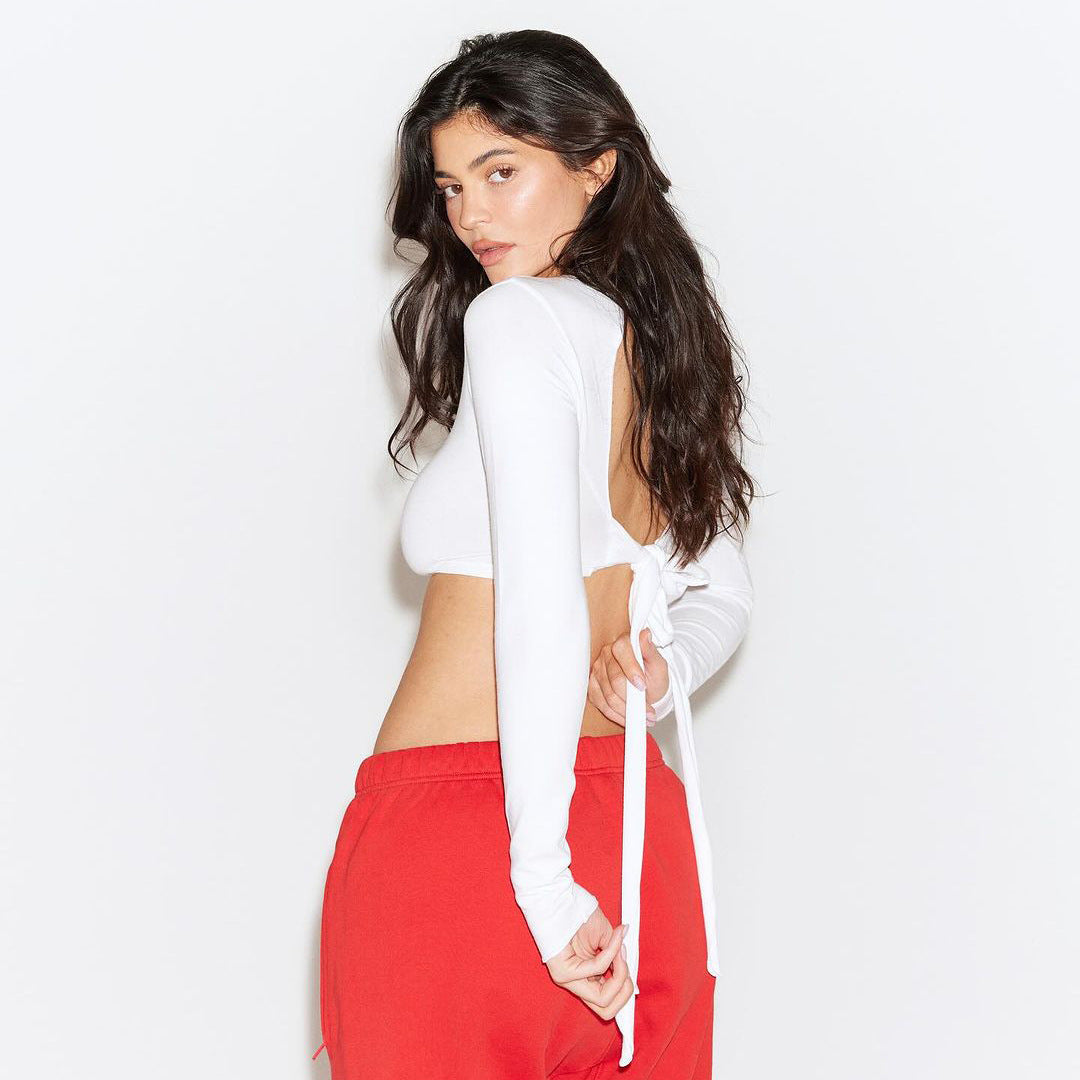 Damen Langarm Cropped Top R&B