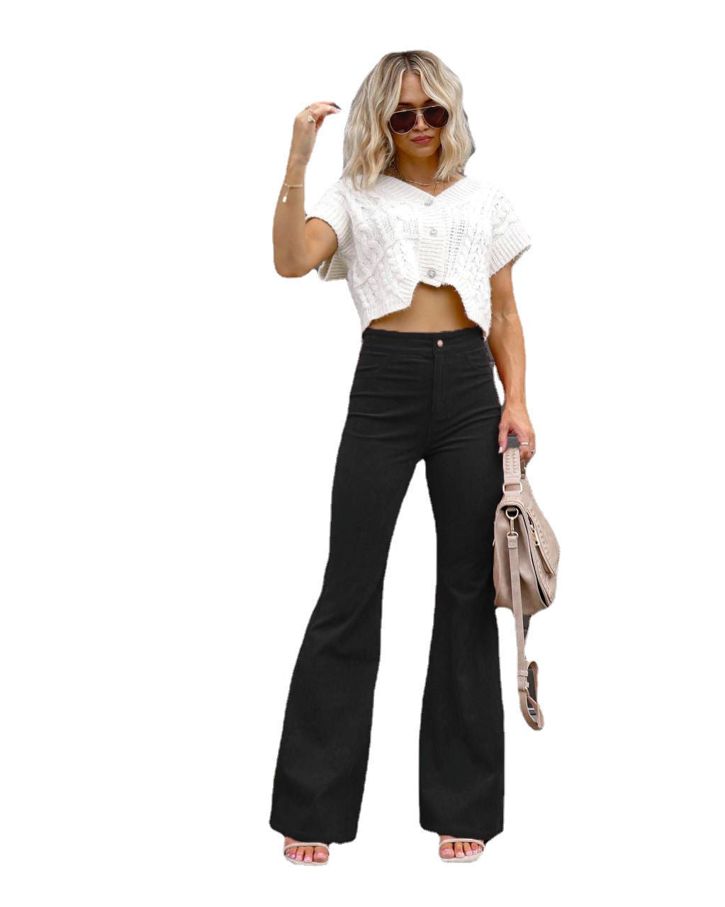 Damen Modische Hochbund-Flared-Jeans R&B