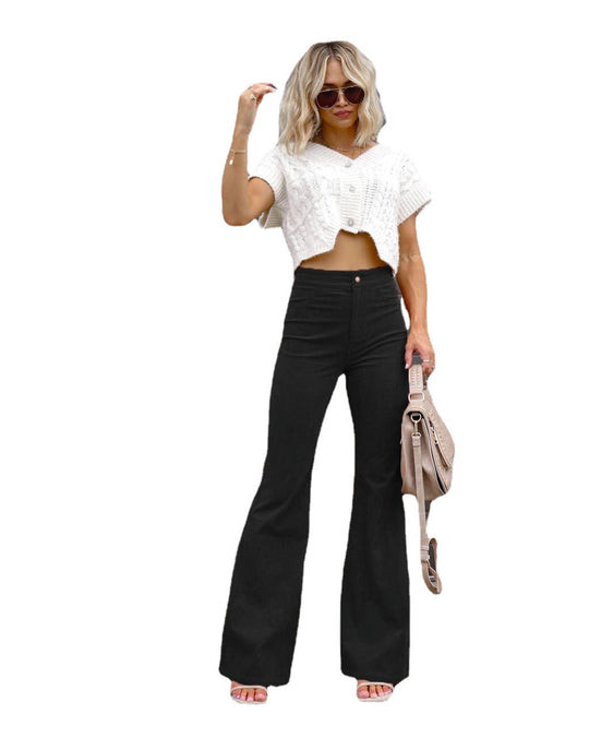 Damen Modische Hochbund-Flared-Jeans R&B