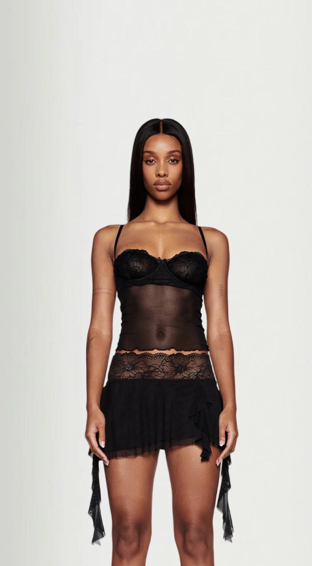 Damen verführerisches Spitzen-Nachtkleid mit asymmetrischem Saum und Leopardenmuster R&B