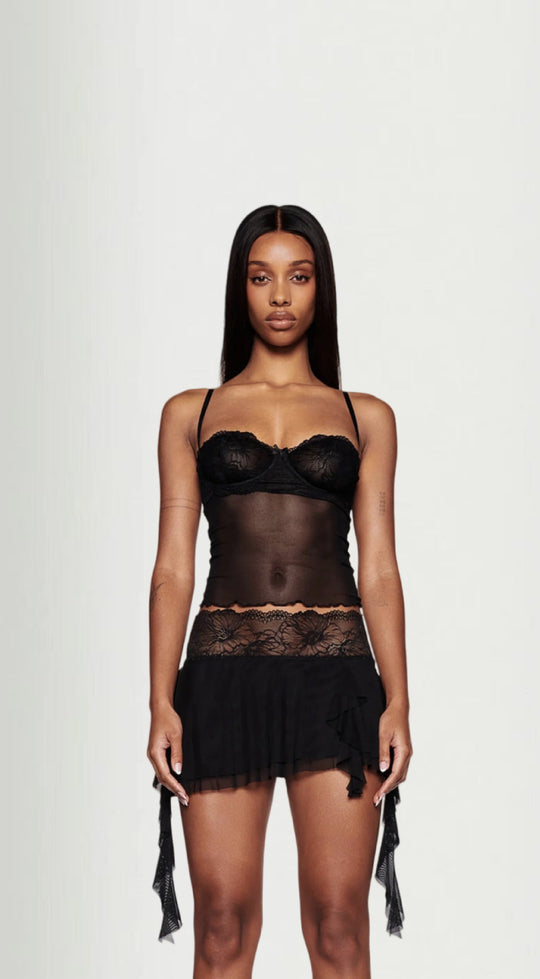 Damen verführerisches Spitzen-Nachtkleid mit asymmetrischem Saum und Leopardenmuster R&B