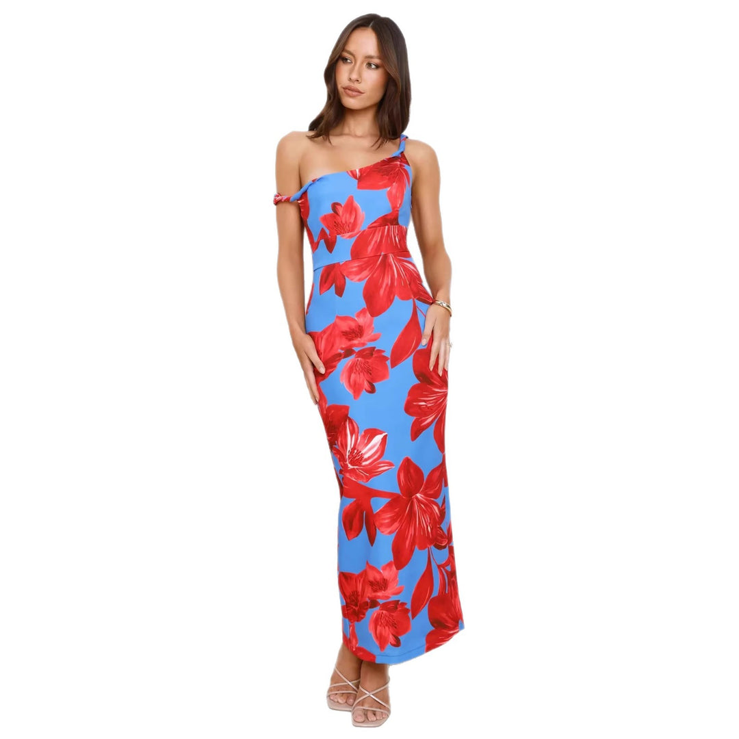 Damen Maxikleid mit einzigartigem floralem Design und verstellbaren Trägern R&B