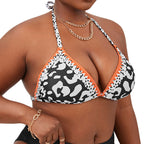 Damen Triangel-Bikini mit stilvollem Animal-Print und verstellbaren Trägern