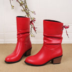 Damen Stiefeletten mit modischem Falten-Design und verstellbarem Riemen R&B