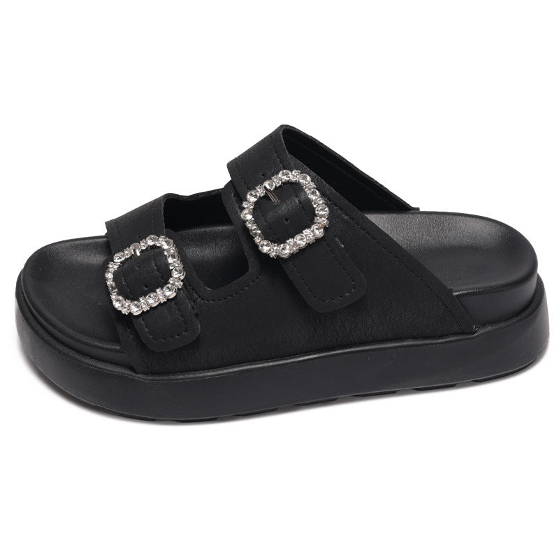 Damen Sandalen mit doppeltem Riemenverschluss und funkelnden Schnallen R&B