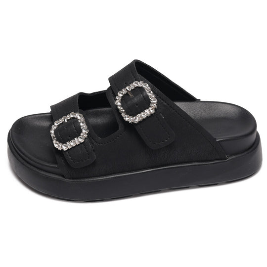 Damen Sandalen mit doppeltem Riemenverschluss und funkelnden Schnallen R&B