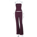 Damen elegantes Set aus trägerlosem Oberteil und flared Hose R&B
