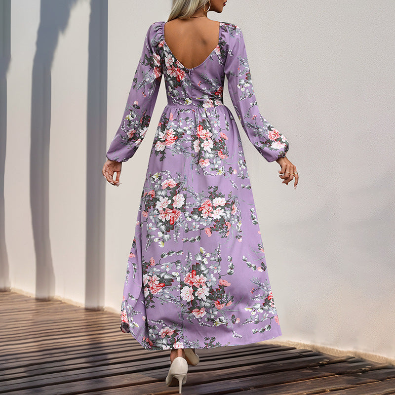 Damen Maxikleid mit floralem Design und seitlichem Schlitz R&B