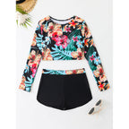 Damen Surf-Bikini-Set mit langärmeliger Oberteil und sportlichem Design R&B