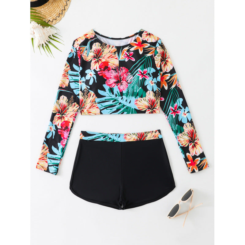 Damen Surf-Bikini-Set mit langärmeliger Oberteil und sportlichem Design R&B