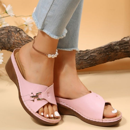 Damen Wedge-Pantoletten mit modischem Riemendesign und anatomischem Fußbett R&B