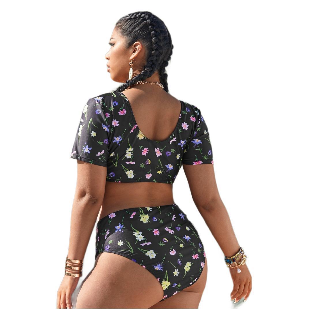 Damen Bikini-Set mit romantischen Rüschendetails und floralem Muster R&B