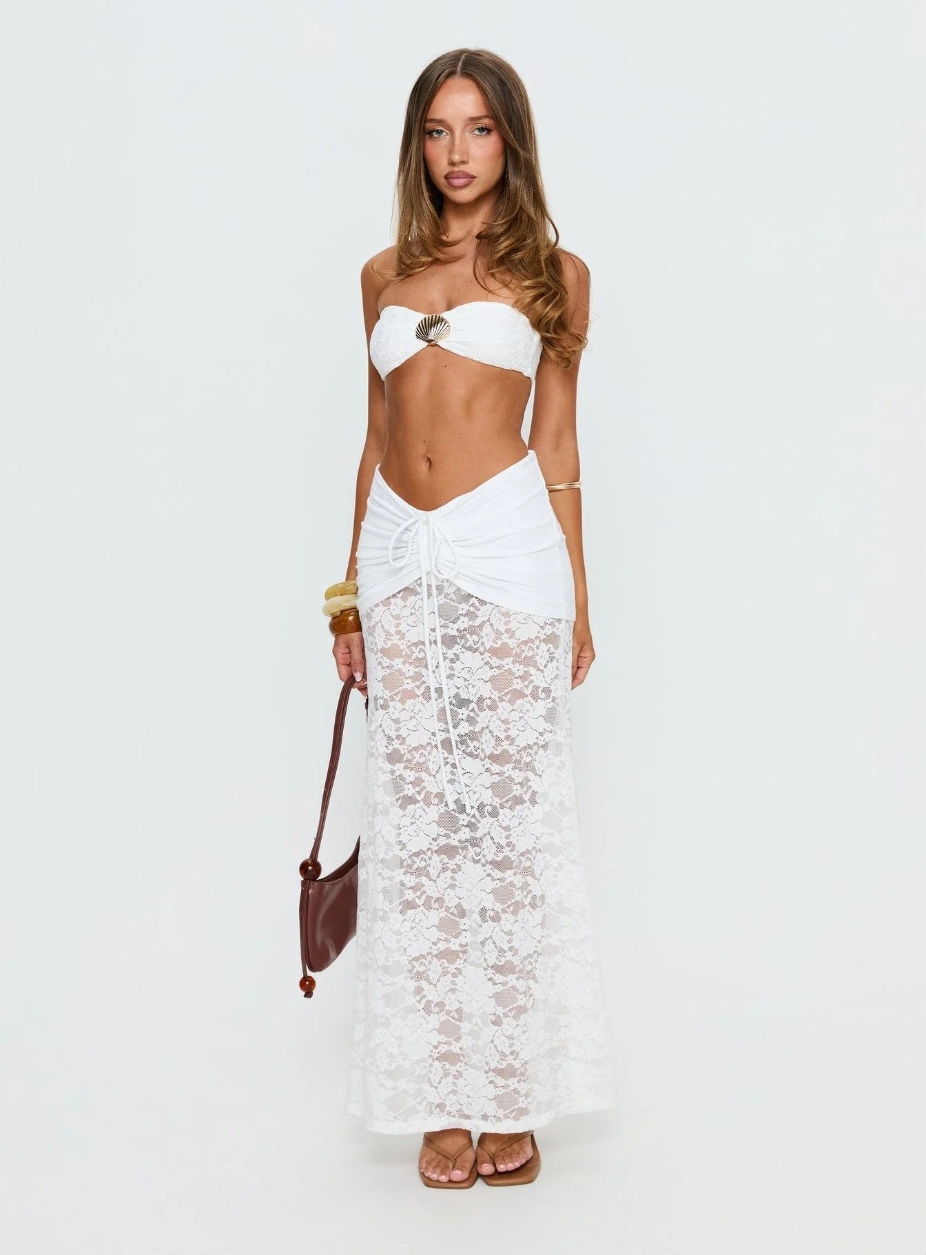 Damen Strandkleid mit raffinierten Spitzen-Detail und verstellbarem Bindedetail R&B