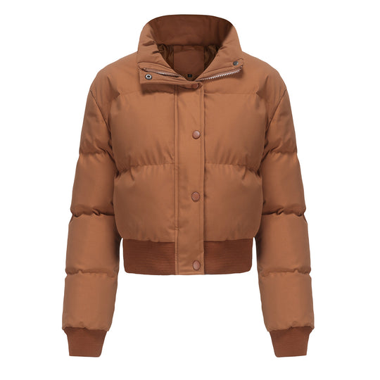 Damen cropped Steppjacke mit hohem Kragen und praktischen Druckknöpfen R&B