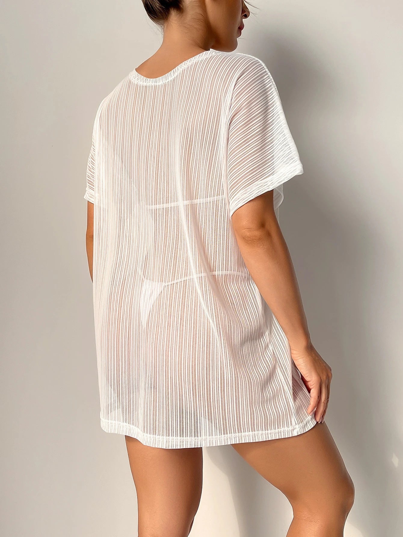 Damen Strandcover-Up aus transparentem Netzmaterial R&B