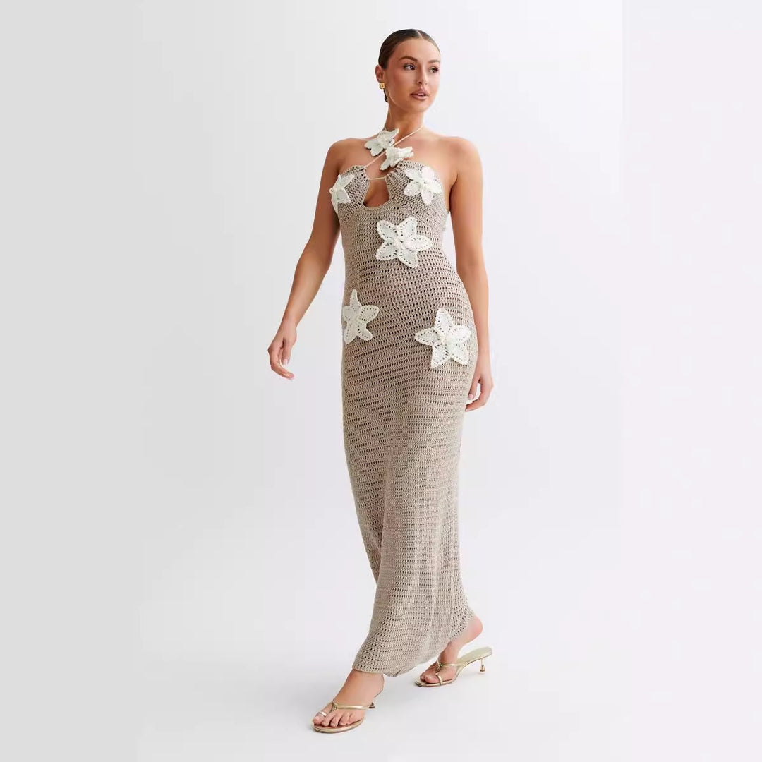 Damen Häkelkleid mit floralem Design R&B