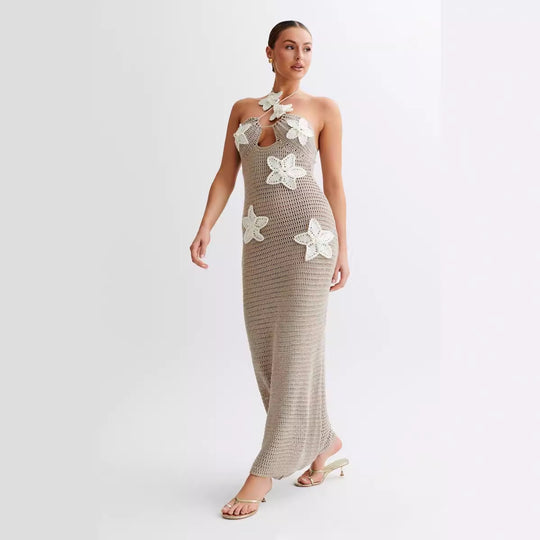 Damen Häkelkleid mit floralem Design R&B