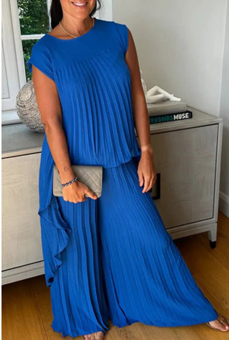 Damen Plissee Maxikleid mit elegantem Schnitt und fließender Silhouette R&B