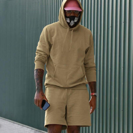 R&B Herren Hoodie-Shorts-Set mit Kängurutasche