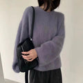 Damen Flauschiger Pullover mit überschnittenen Schultern und weitem Schnitt