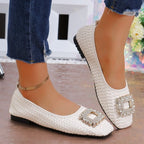 Damen elegante Ballerinas mit funkelndem Schmuckelement R&B